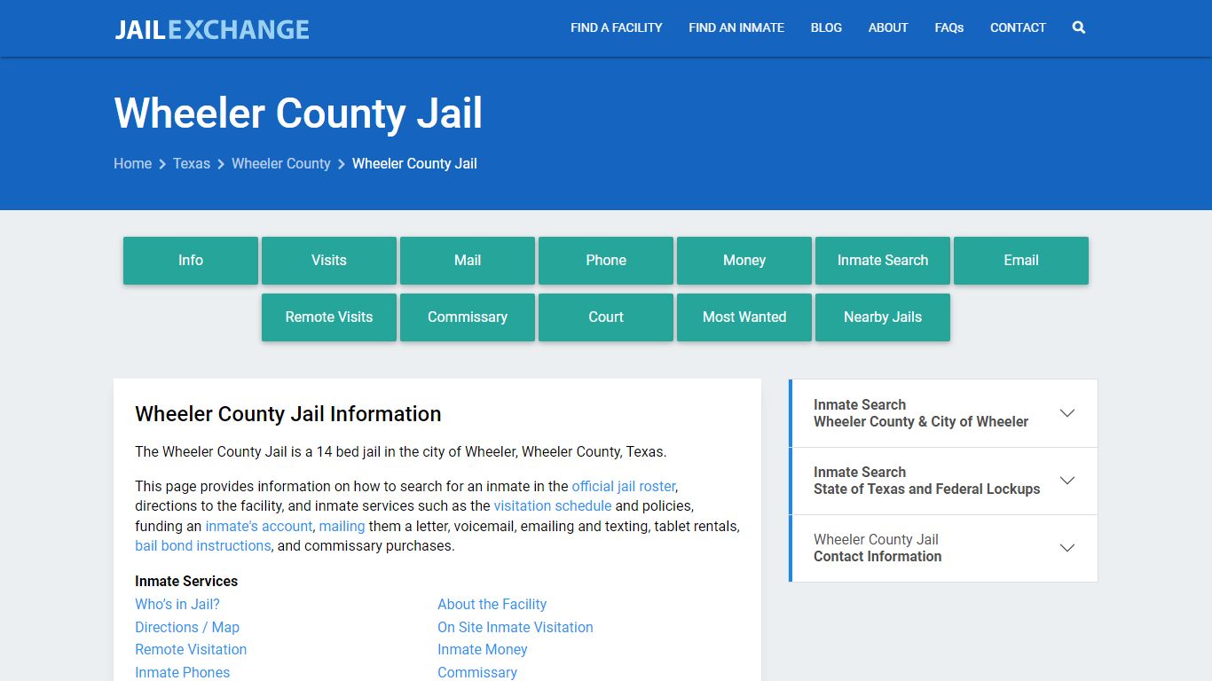 Wheeler County Jail, TX Inmate Search, Information